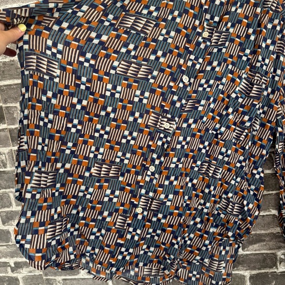 Isabel Marant Etoile Nahla Printed Blouse geometric button down shirt top blue - Picture 7 of 12